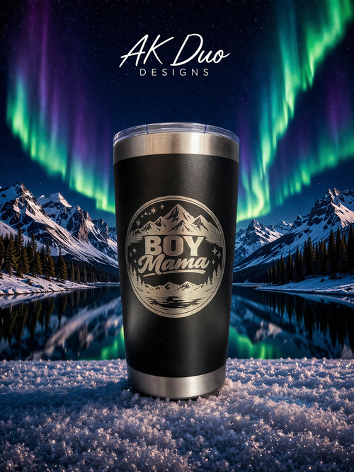 Boy Mama laser engraved tumbler by AK Duo Designs