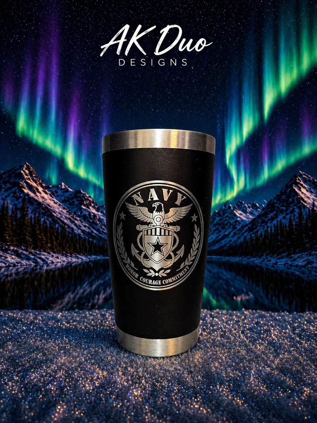 Navy laser engraved 20oz tumbler
